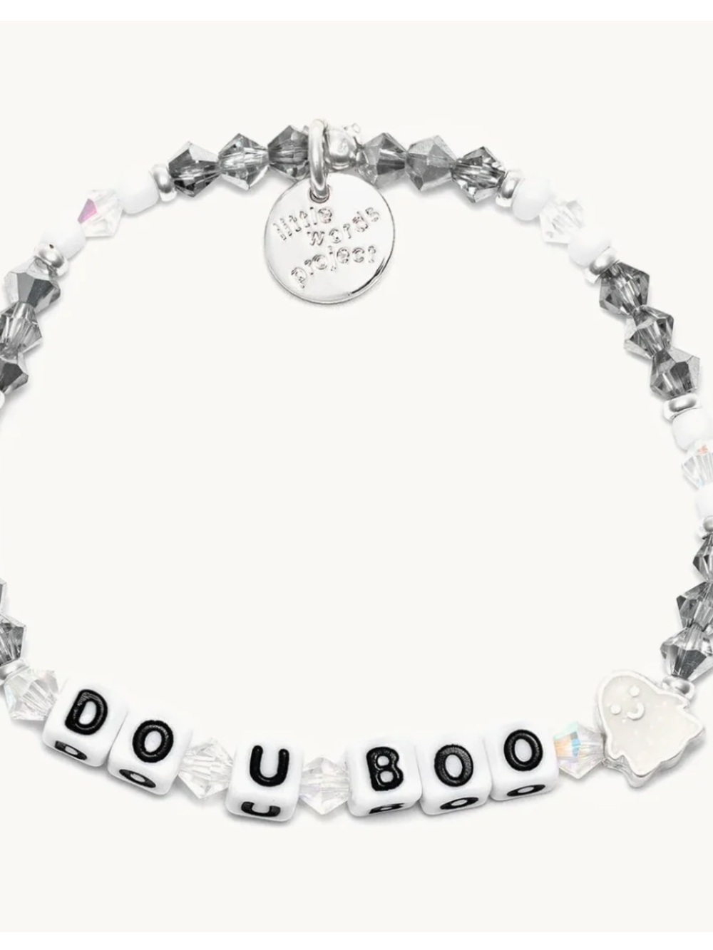 NEW Little Words Project Do U Boo Halloween Ghost 👻 Stretch Beaded Bracelet